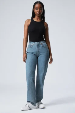 Weekday RESOLUTE CURVE HIGH WAISTED REGULAR STRAIGHT JEANS 90s blue medium blue Flash Sale