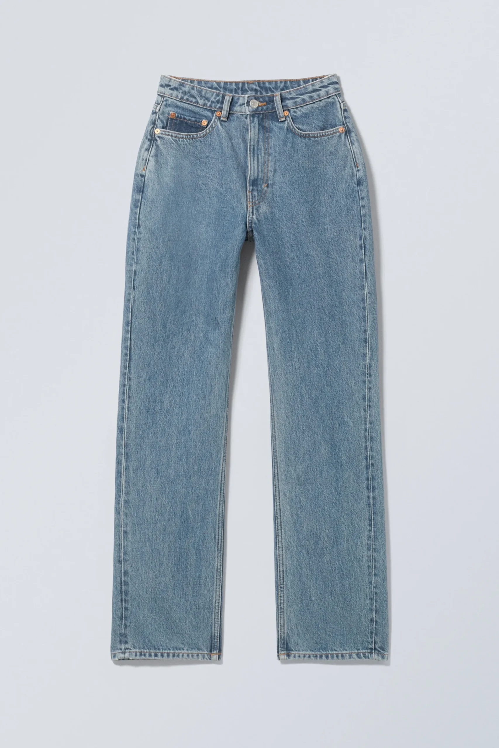 Weekday RESOLUTE CURVE HIGH WAISTED REGULAR STRAIGHT JEANS 90s blue medium blue Flash Sale