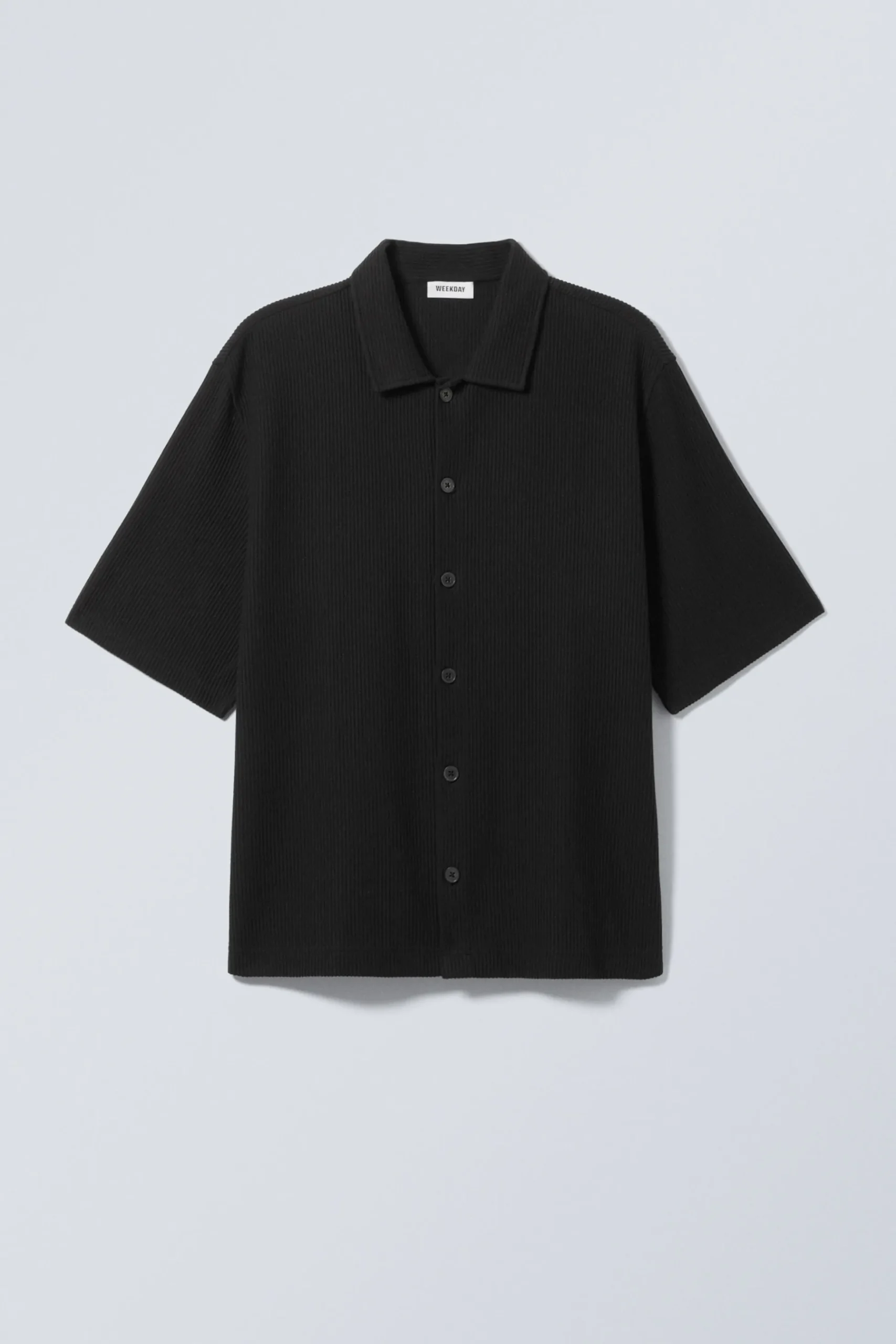 Weekday RIB RELAXED SHORT SLEEVE SHIRT black Cheap
