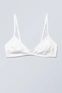 Weekday RIB SCOOP COTTON BRA white Cheap