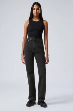 Weekday ROWE SUPER HIGH WAISTED REGULAR STRAIGHT LEG JEANS echo black black Best Sale