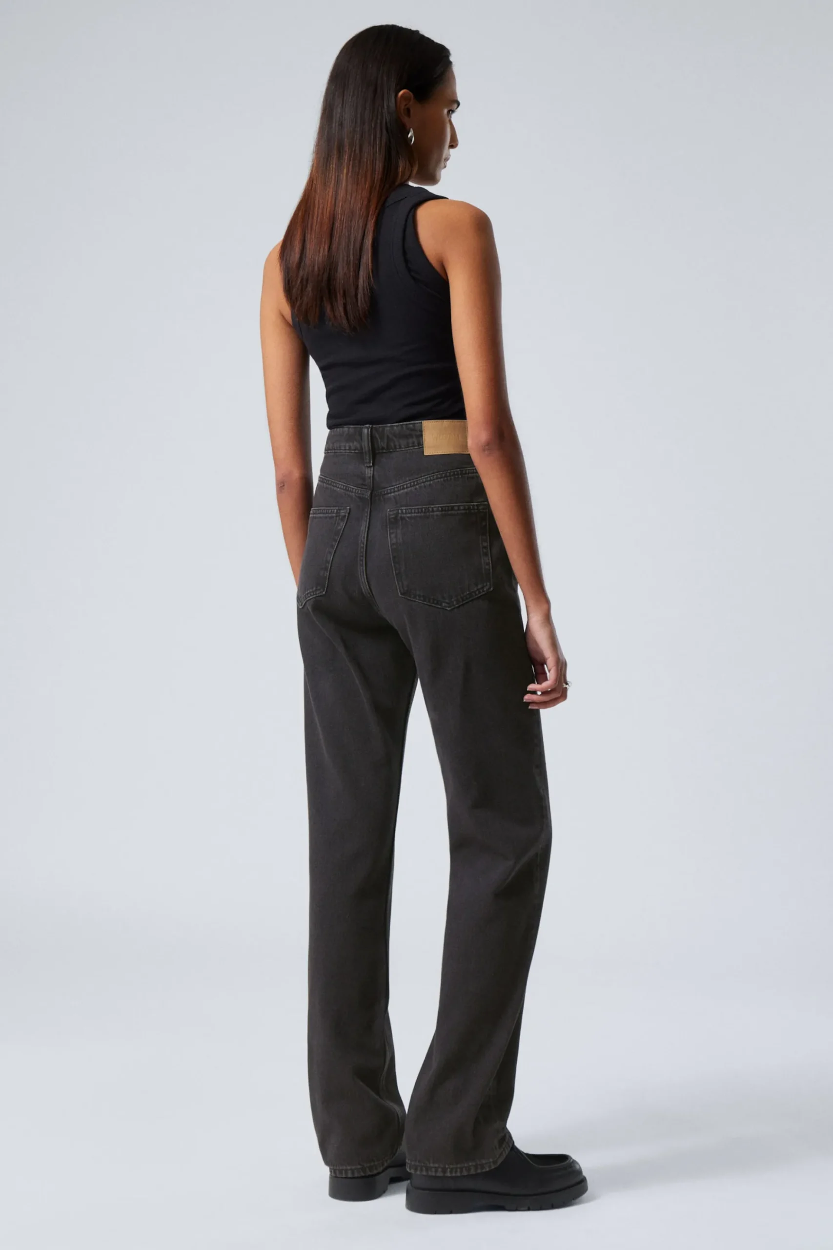 Weekday ROWE SUPER HIGH WAISTED REGULAR STRAIGHT LEG JEANS echo black black Best Sale