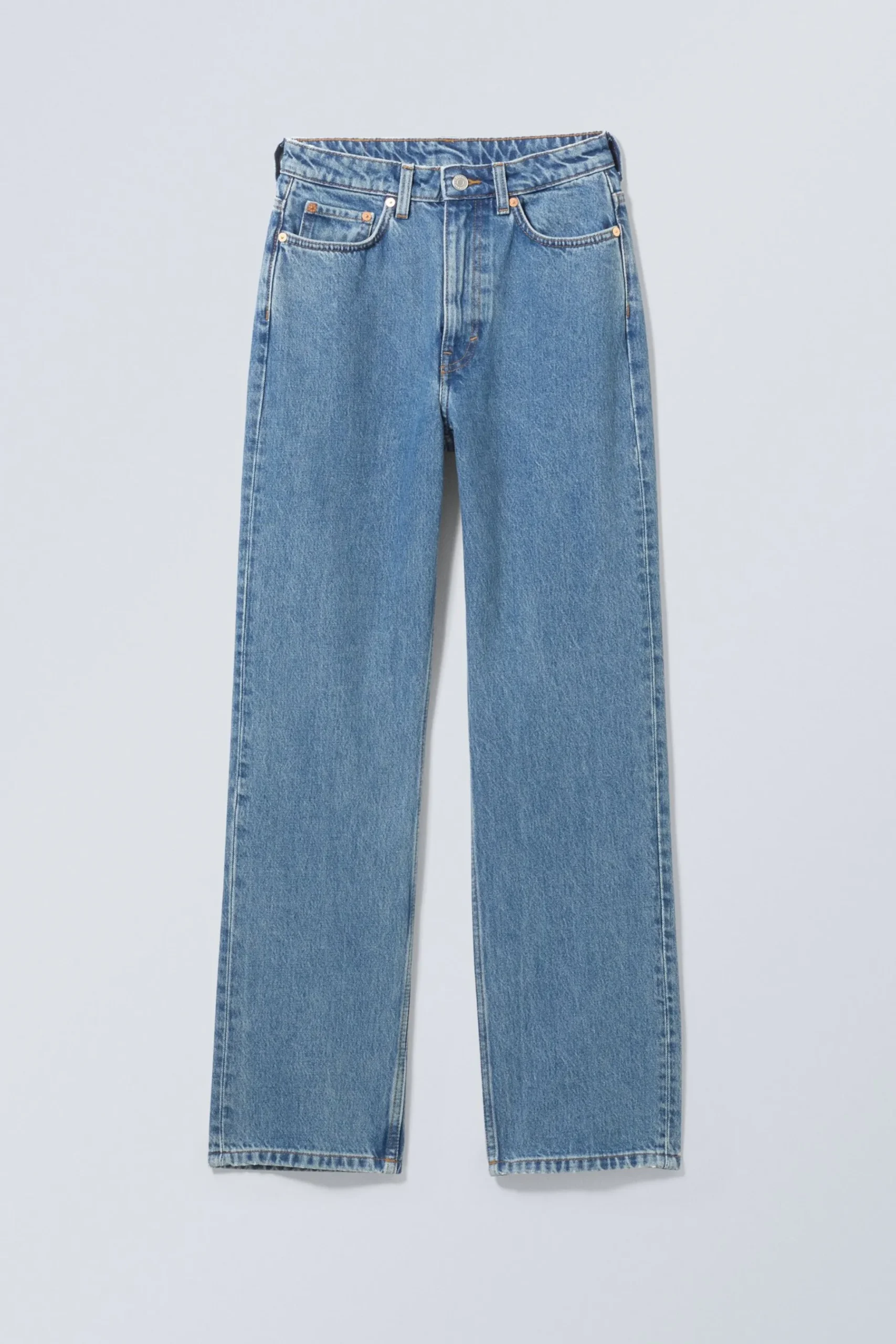 Weekday ROWE SUPER HIGH WAISTED REGULAR STRAIGHT LEG JEANS 90s blue medium blue Flash Sale