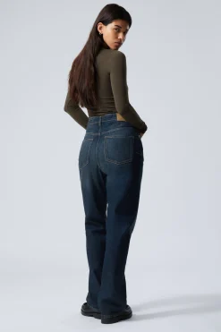 Weekday ROWE SUPER HIGH WAISTED REGULAR STRAIGHT LEG JEANS compact blue dark blue Best