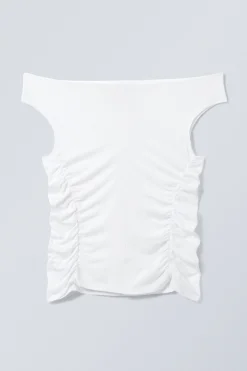 Weekday RUCHED OFF SHOULDER TOP white Cheap