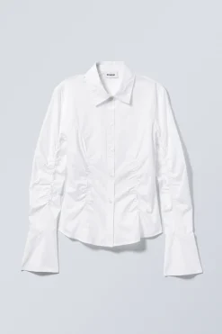 Weekday RUCHED POPLIN SHIRT white Cheap