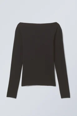 Weekday SHEER BOATNECK LONG SLEEVE black Best