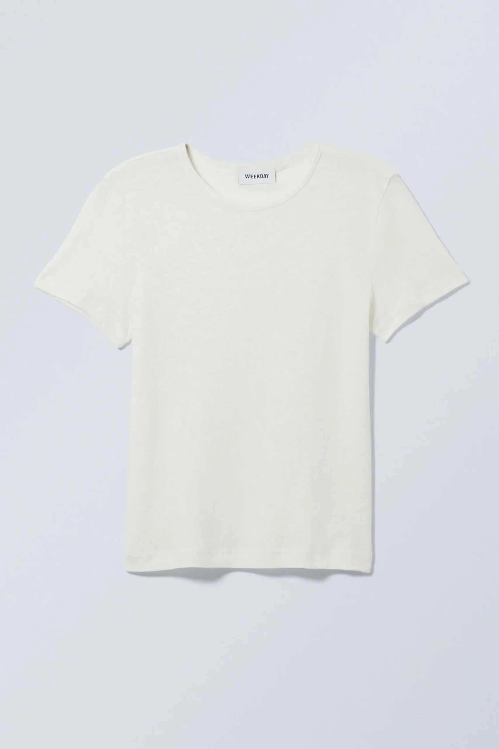 Weekday SHEER FITTED LINEN BLEND T-SHIRT dusty white Outlet