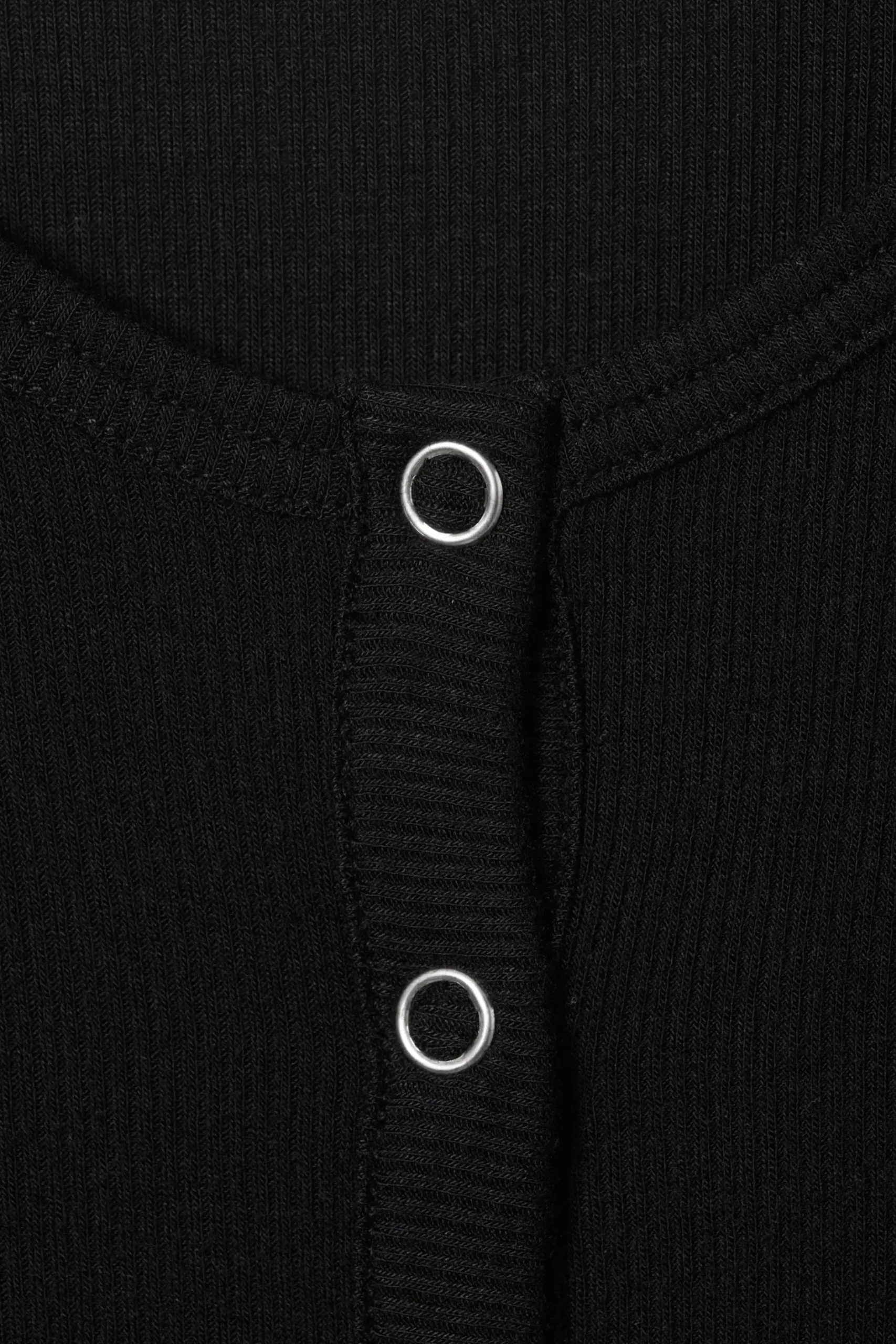 Weekday SHEER RIB LONG SLEEVE HENLEY TOP black Fashion