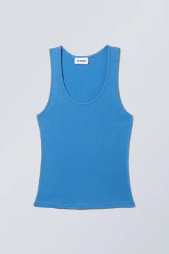 Weekday SHEER RIB TANK TOP bright blue Shop