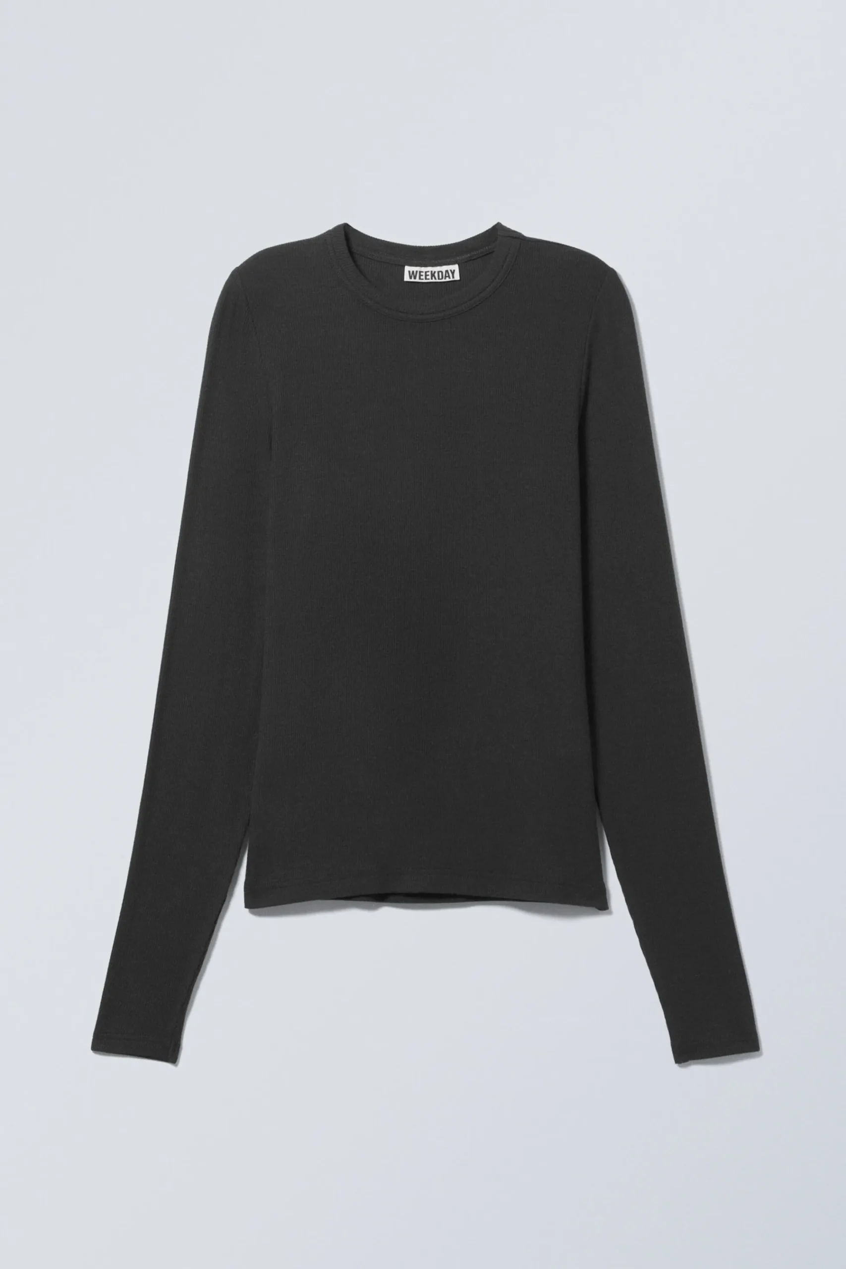 Weekday SHEER RIBBED LONG SLEEVE TOP dark grey New