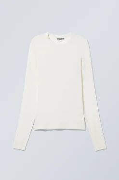 Weekday SHEER RIBBED LONG SLEEVE TOP white Best