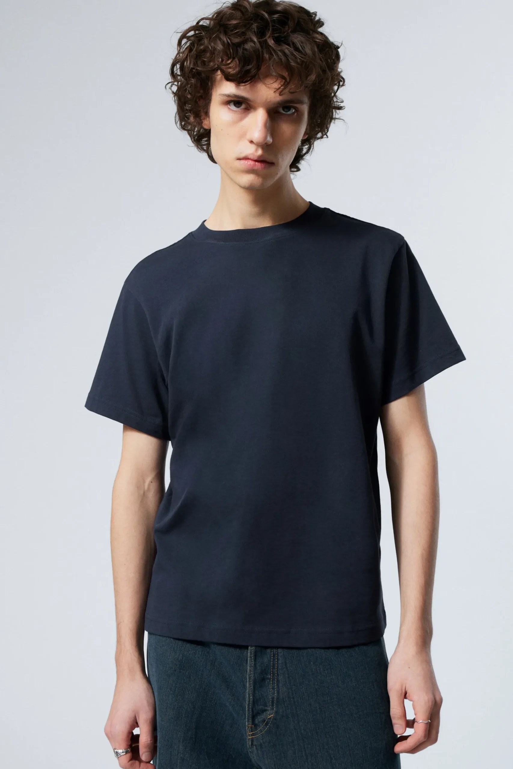 Weekday SHORT BOXY HEAVYWEIGHT T-SHIRT dark blue Best Sale