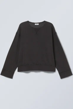 Weekday SHORT DISTRESSED SWEATSHIRT washed black Flash Sale