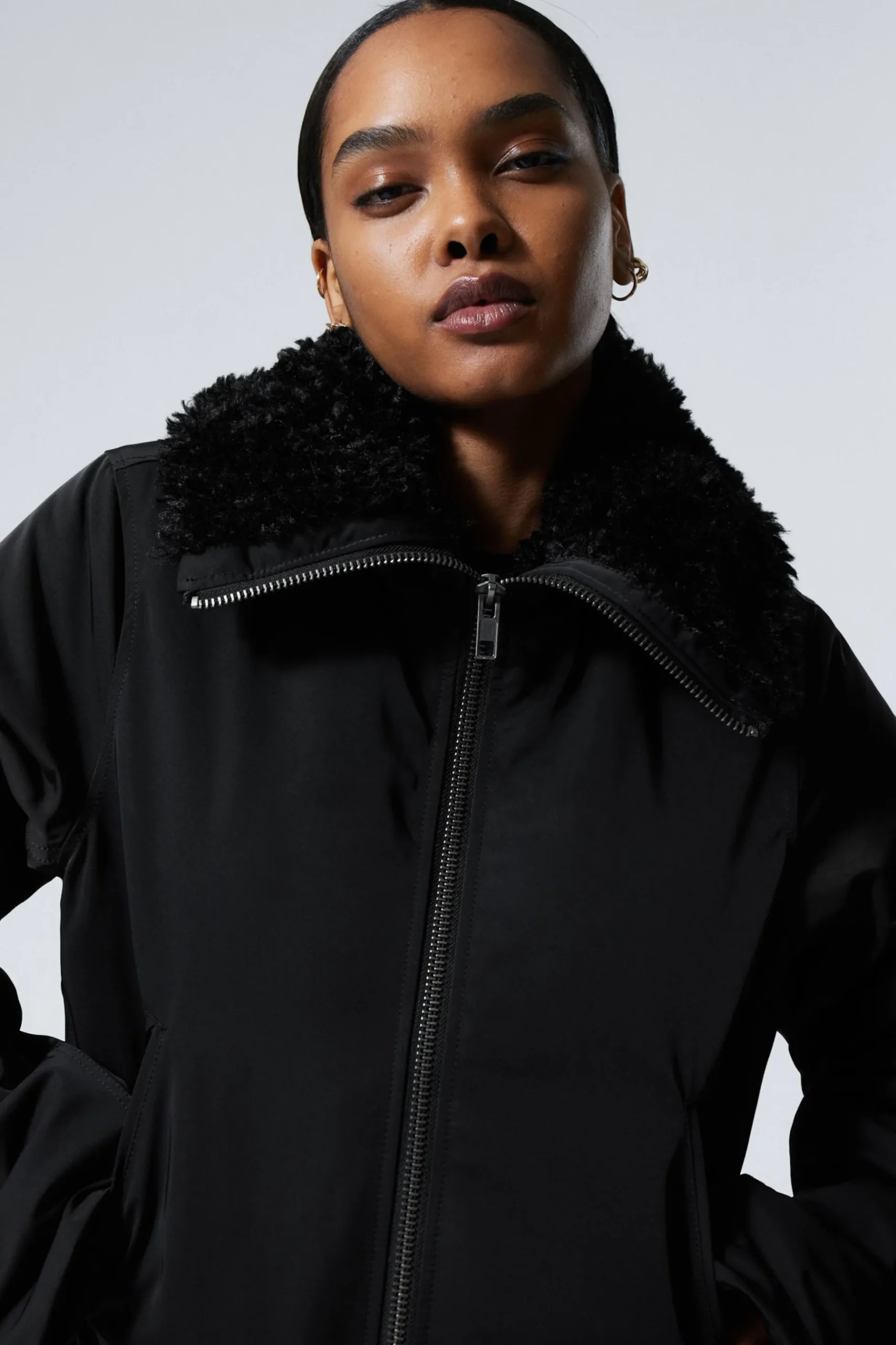 Weekday SHORT FUR COLLAR JACKET black Fashion