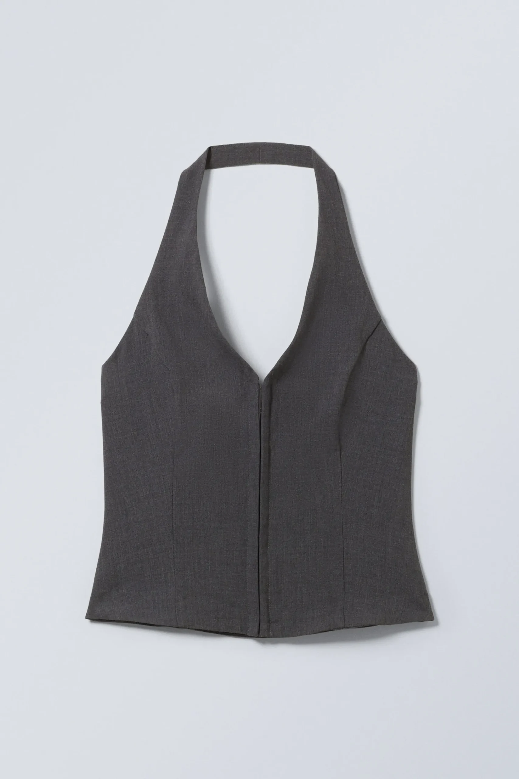 Weekday SHORT HALTERNECK TOP dark grey Discount