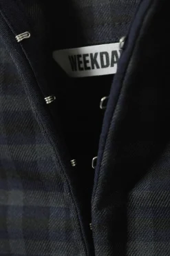 Weekday SHORT HALTERNECK TOP dark blue check Sale