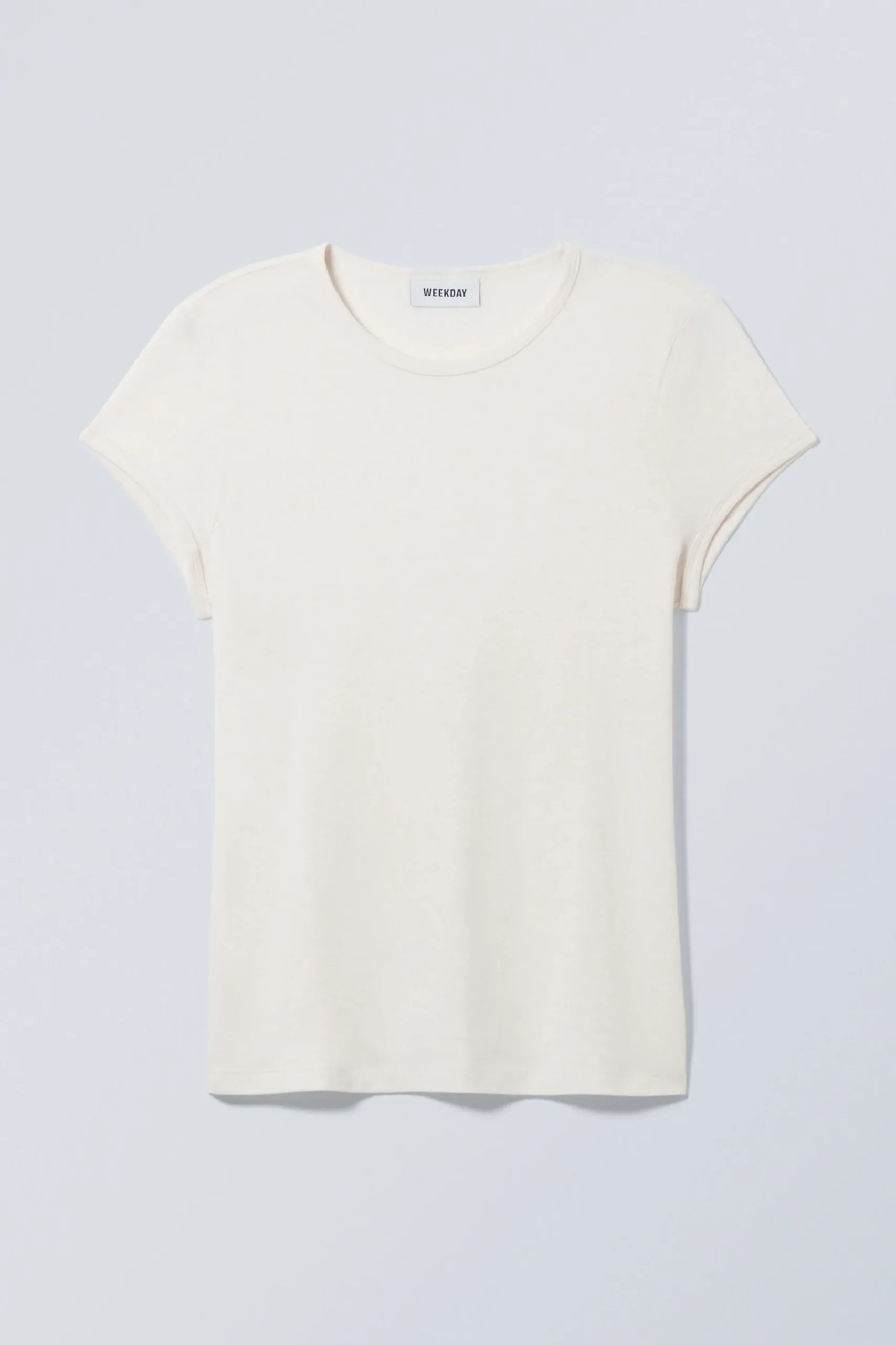 Weekday SHORT SLEEVE FITTED T-SHIRT dusty white Best Sale