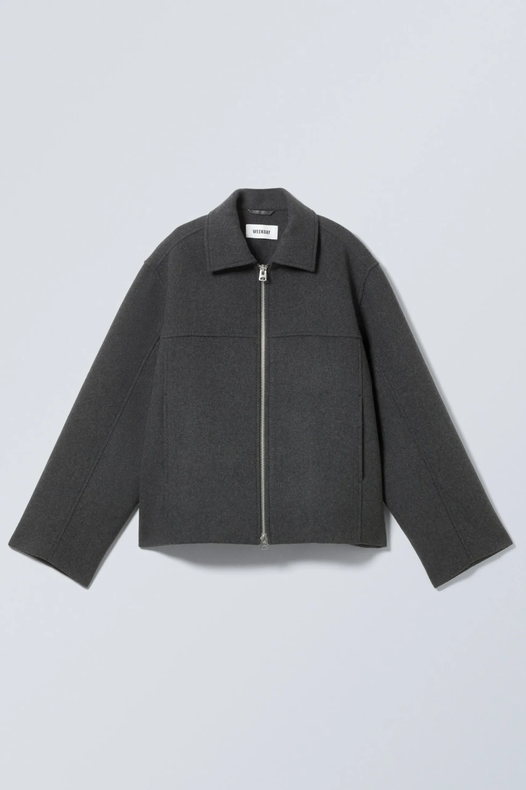 Weekday SHORT WOOL BLEND JACKET dark grey melange Outlet