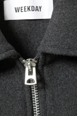 Weekday SHORT WOOL BLEND JACKET dark grey melange Outlet
