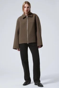 Weekday SHORT WOOL BLEND JACKET dark brown Outlet