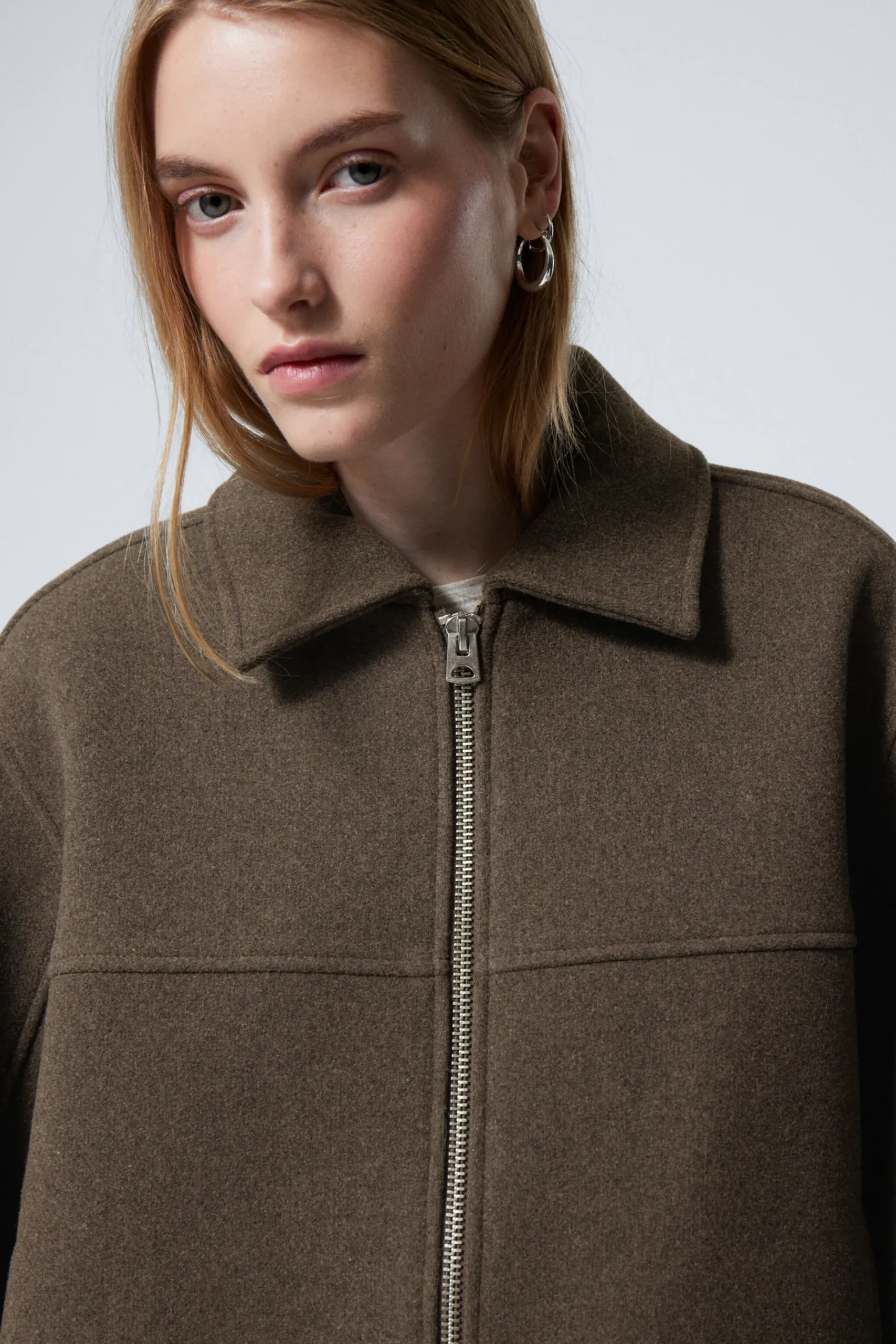 Weekday SHORT WOOL BLEND JACKET dark brown Outlet
