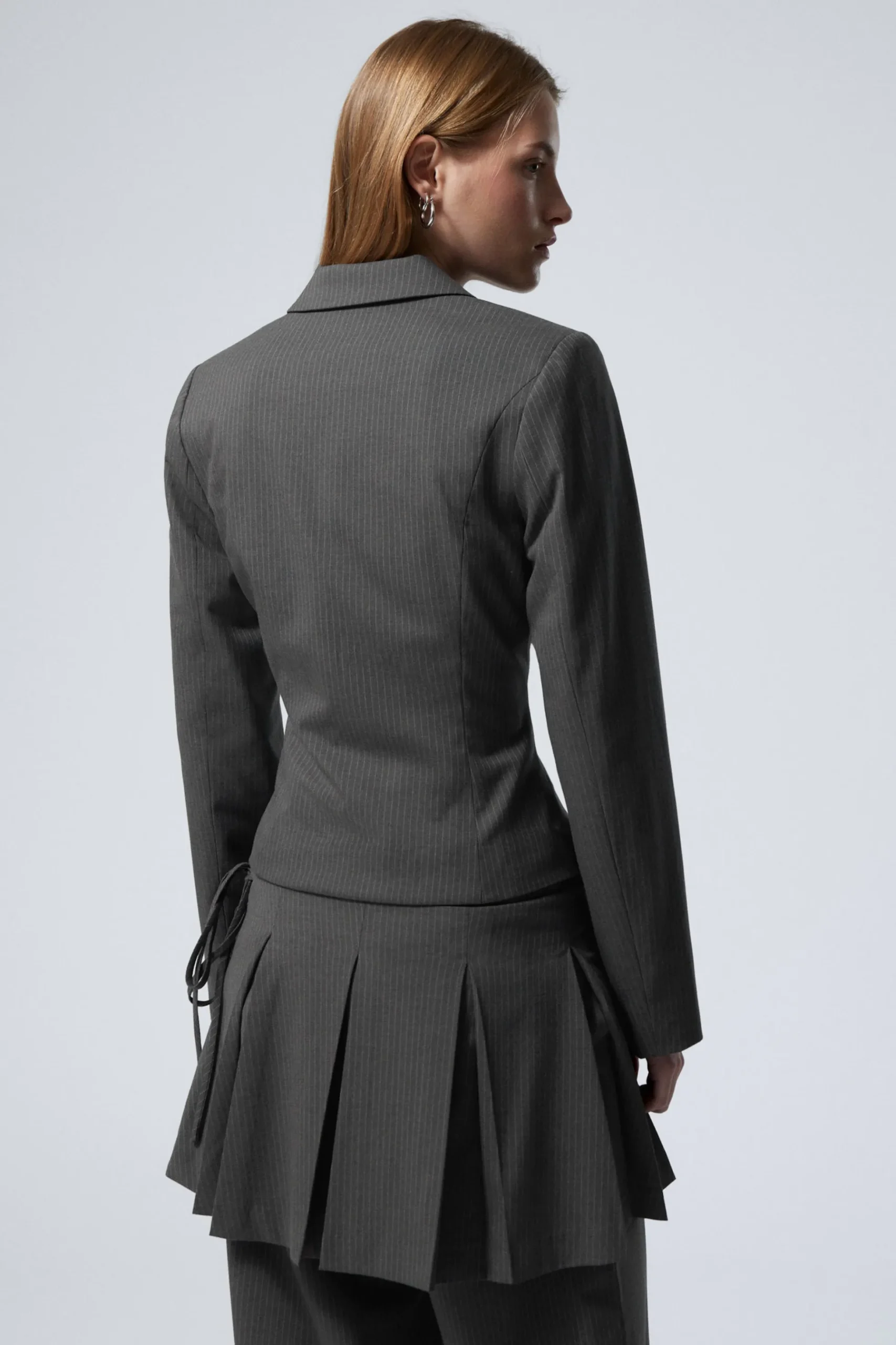 Weekday SHORT ZIP-BLAZER striped grey New