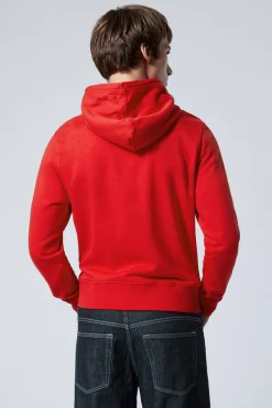 Weekday SHRUNKEN ZIP HOODIE bright red Fashion