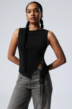 Weekday SIDE TIE SLEEVELESS TOP black Shop