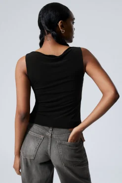 Weekday SIDE TIE SLEEVELESS TOP black Shop