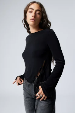 Weekday SIDE TIE TOP black Outlet