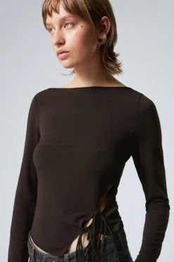 Weekday SIDE TIE TOP dark brown Sale