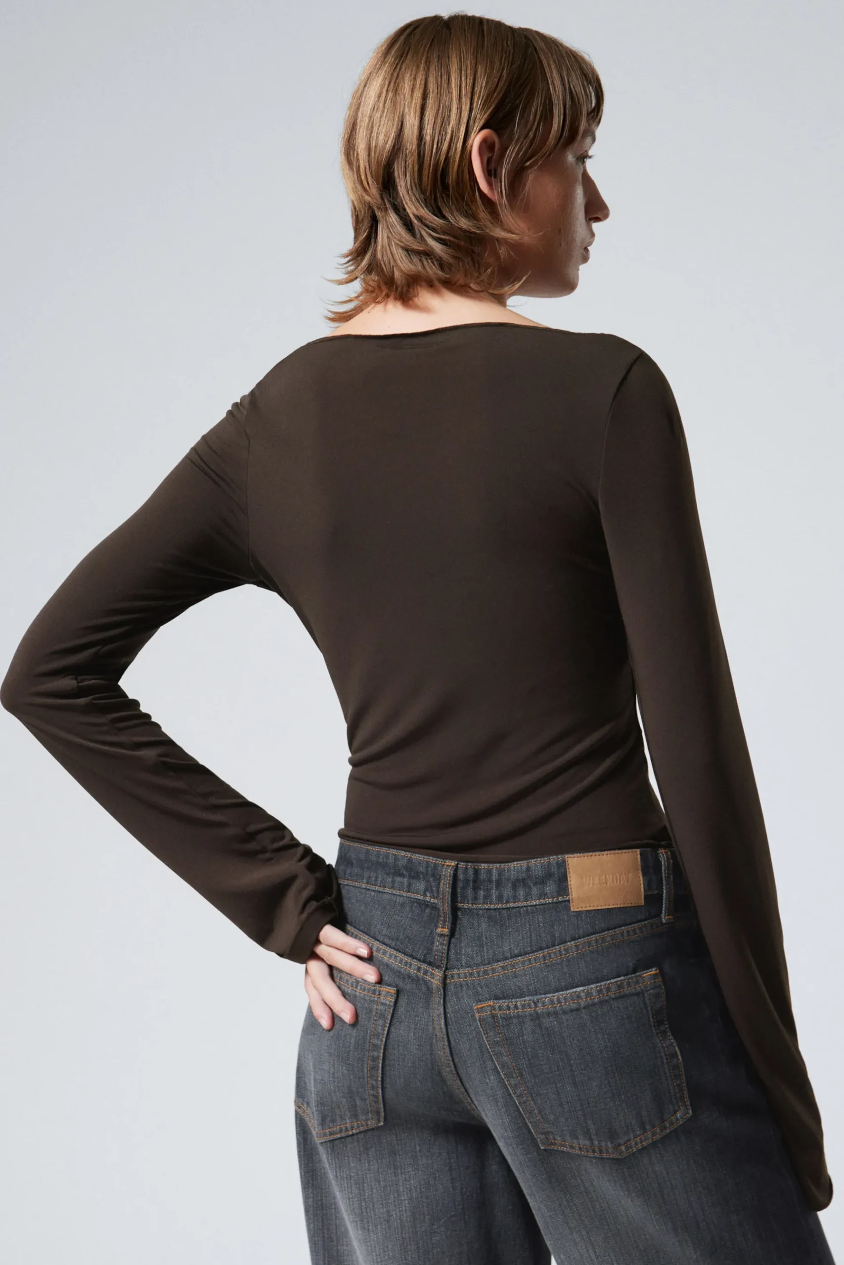 Weekday SIDE TIE TOP dark brown Sale