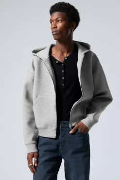 Weekday SIMON SCUBA ZIP HOODIE grey melange Flash Sale