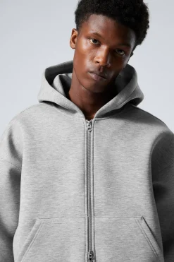 Weekday SIMON SCUBA ZIP HOODIE grey melange Flash Sale