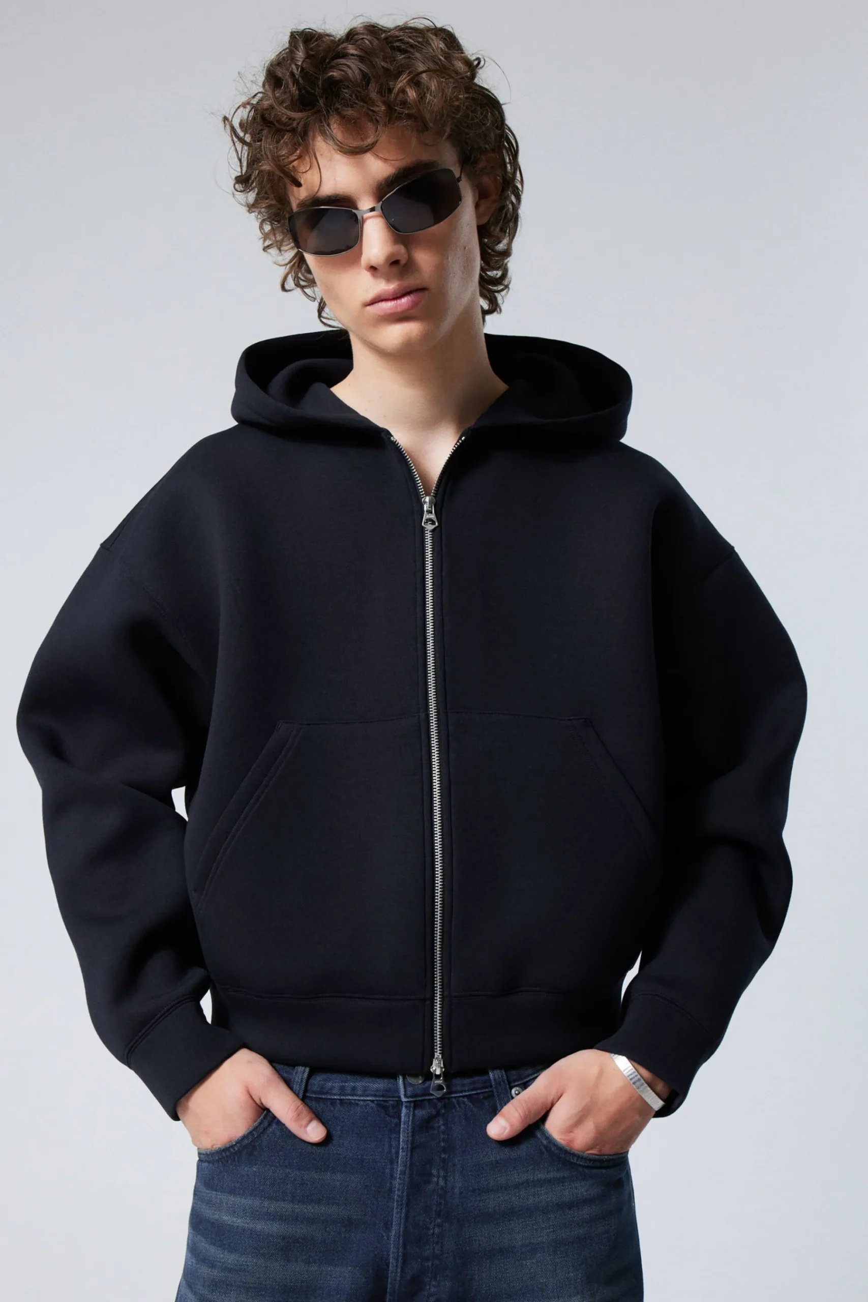 Weekday SIMON SCUBA ZIP HOODIE dark blue Cheap