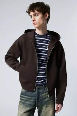 Weekday SIMON SCUBA ZIP HOODIE dark brown Flash Sale