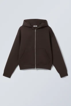 Weekday SIMON SCUBA ZIP HOODIE dark brown Flash Sale