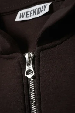 Weekday SIMON SCUBA ZIP HOODIE dark brown Flash Sale
