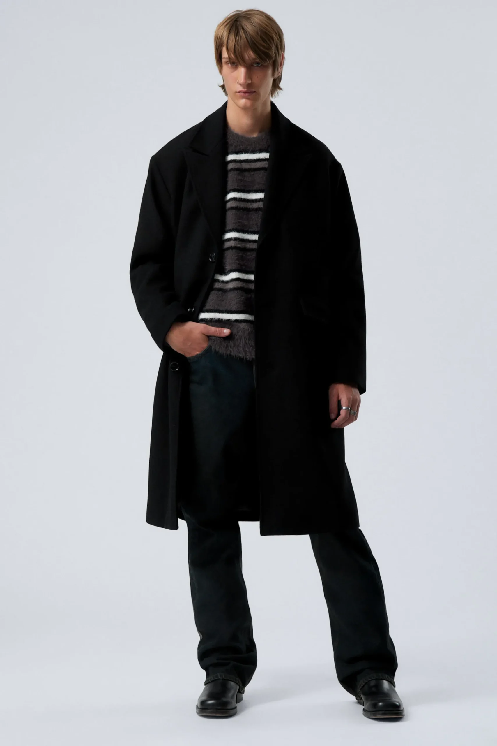 Weekday SINGLE BREASTED WOOL-BLEND COAT black Discount
