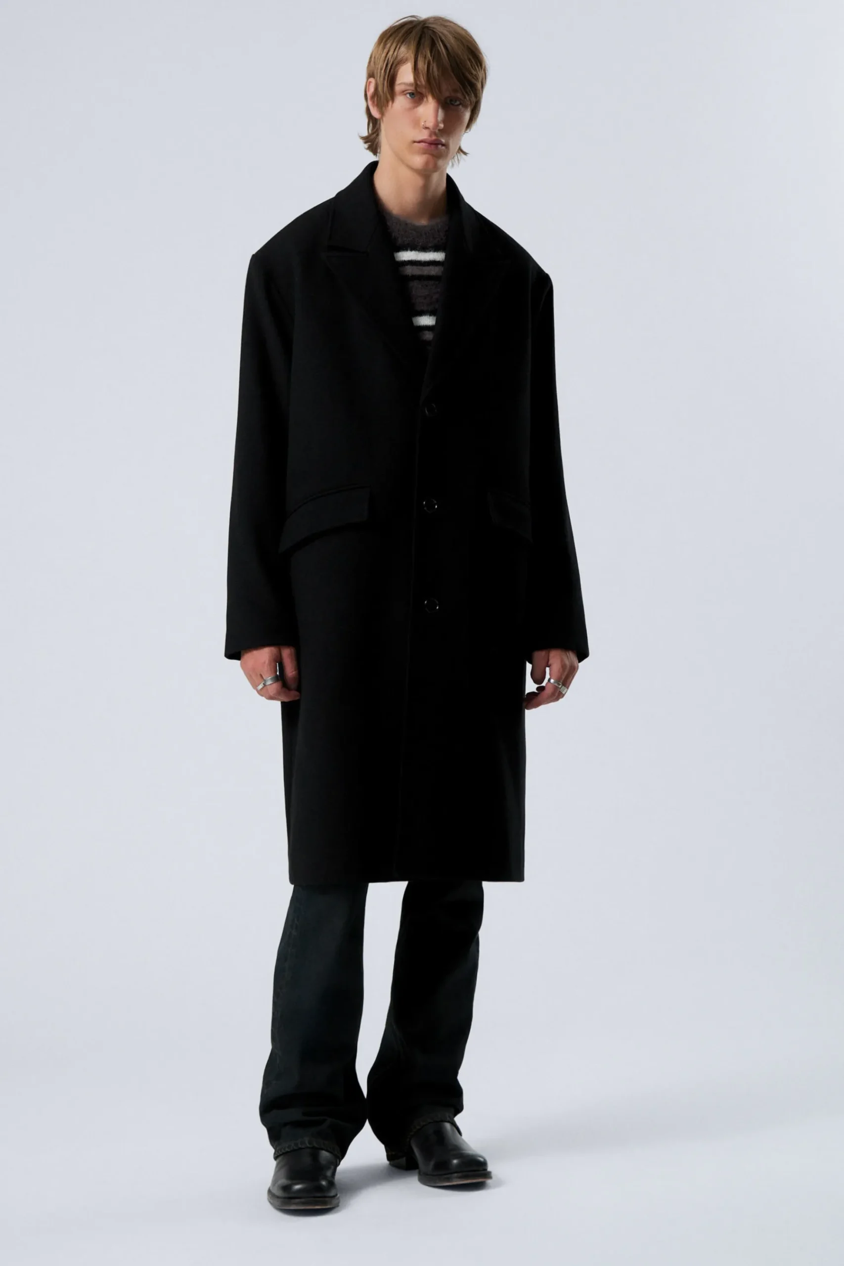 Weekday SINGLE BREASTED WOOL-BLEND COAT black Discount