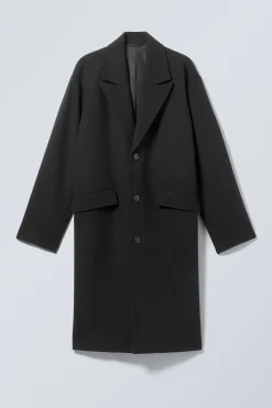 Weekday SINGLE BREASTED WOOL-BLEND COAT black Discount