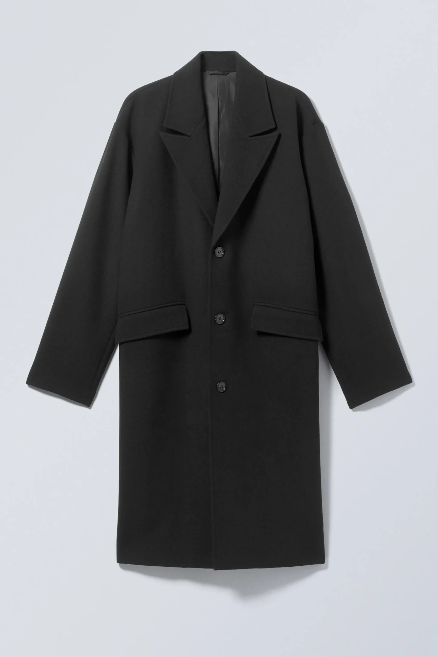 Weekday SINGLE BREASTED WOOL-BLEND COAT black Discount