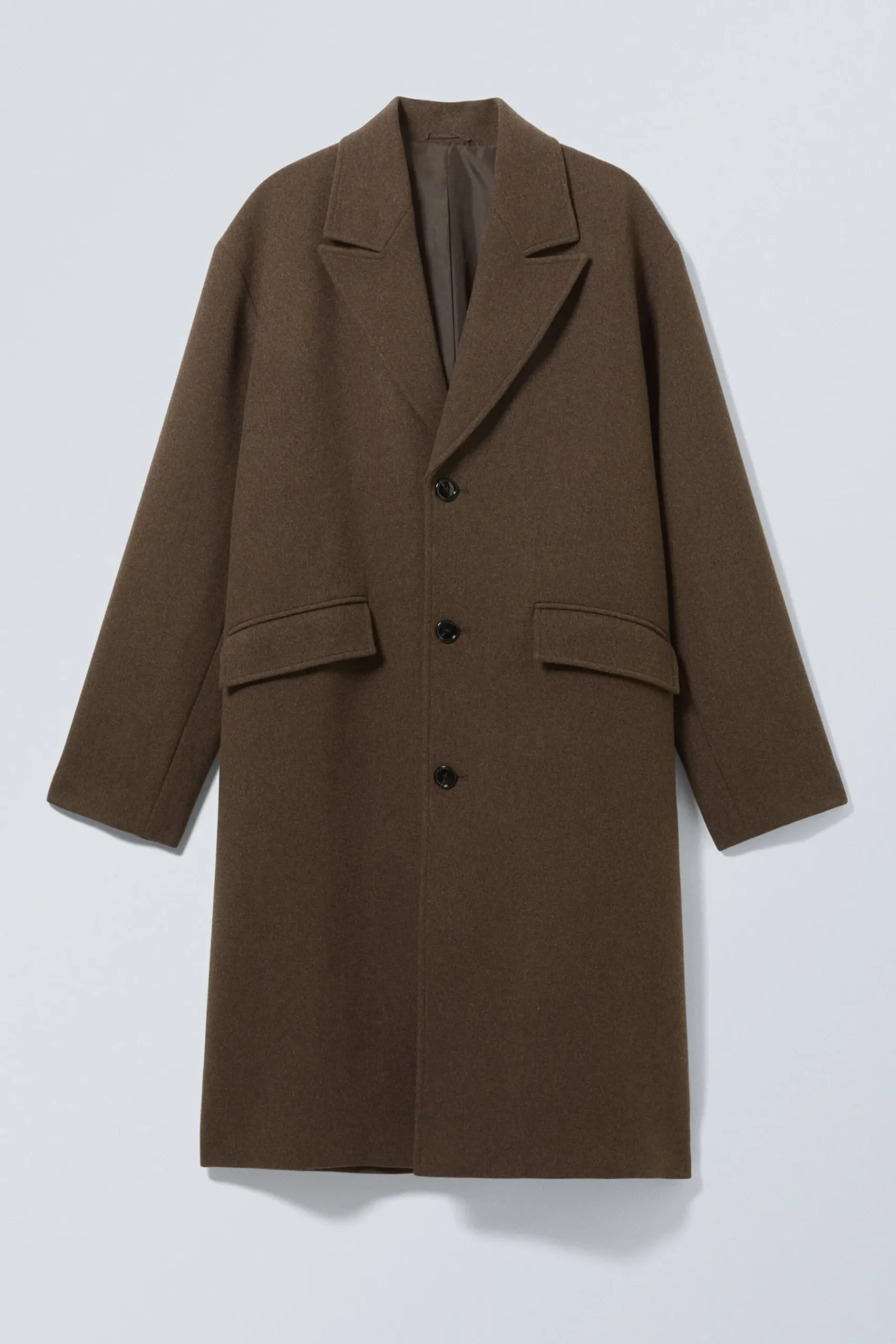 Weekday SINGLE BREASTED WOOL-BLEND COAT dark brown Sale