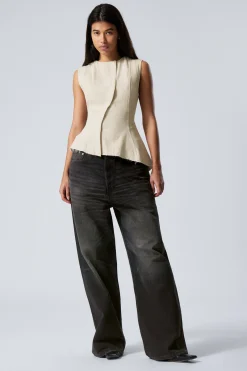 Weekday SLEEVELESS ASYMMETRIC PEPLUM TOP ecru Outlet