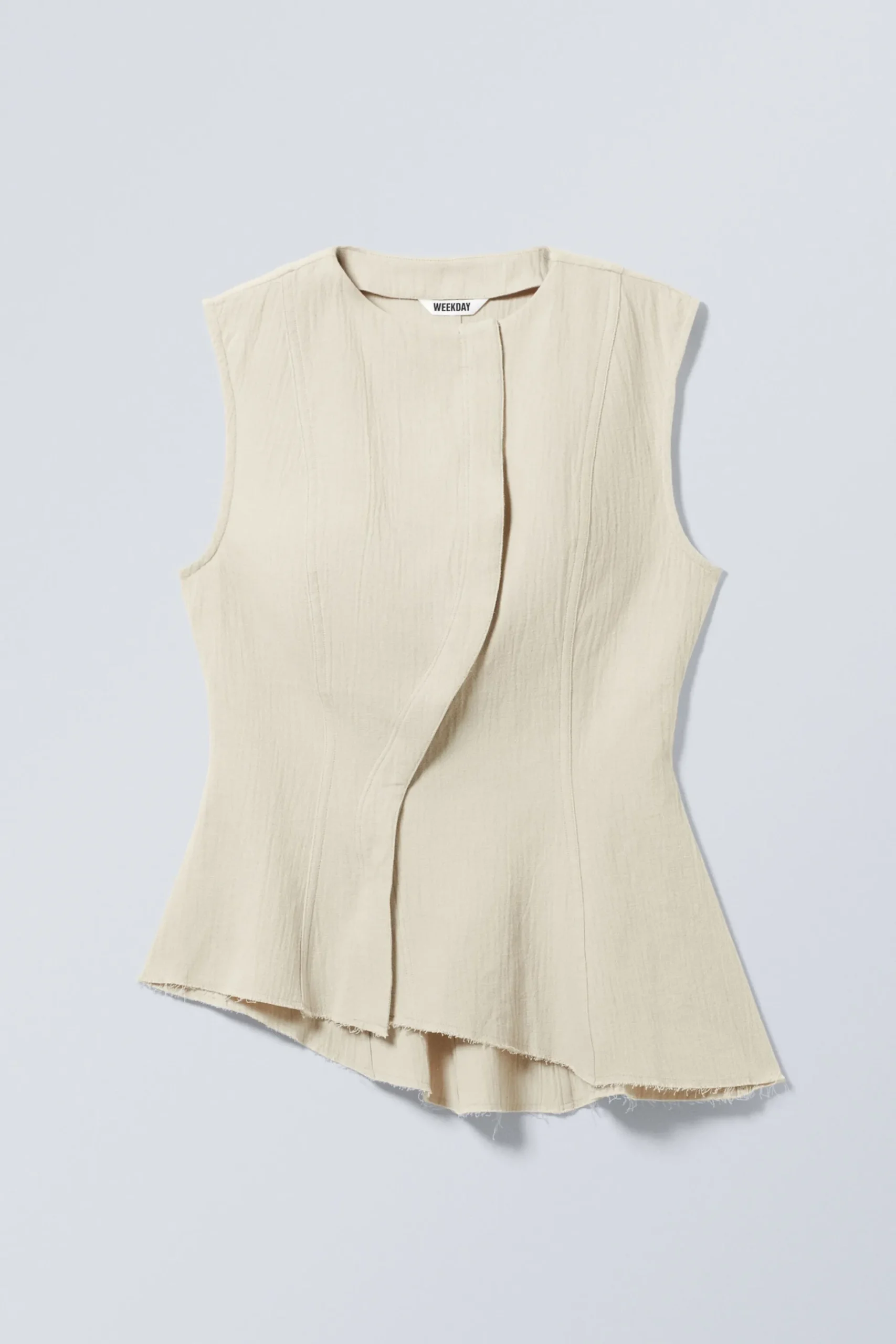 Weekday SLEEVELESS ASYMMETRIC PEPLUM TOP ecru Outlet