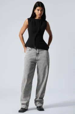 Weekday SLEEVELESS ASYMMETRIC PEPLUM TOP black Outlet