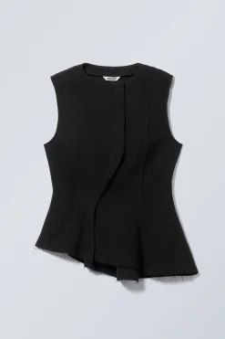 Weekday SLEEVELESS ASYMMETRIC PEPLUM TOP black Outlet