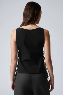 Weekday SLEEVELESS BOAT-NECK TIE TOP black Store