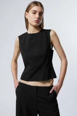 Weekday SLEEVELESS FRAYED SUITING TOP black Hot
